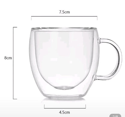 4 unidades de Tazas de café de vidrio de doble pared con asas